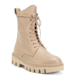 KOIO Sandalwood Made In Italy Leather Cortina Lace Up Boots